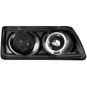 Φανάρια εμπρός angel eyes για Honda CRX (1990-1991) - με 1 δαχτυλίδι και προτζέκτορα - μαύρα , με λάμπες (Η1) - σετ 2τμχ.