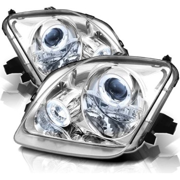 Φανάρια εμπρός angel eyes για Honda Prelude (1997-2001) - chrome , με λάμπες (Η1) - σετ 2τμχ.