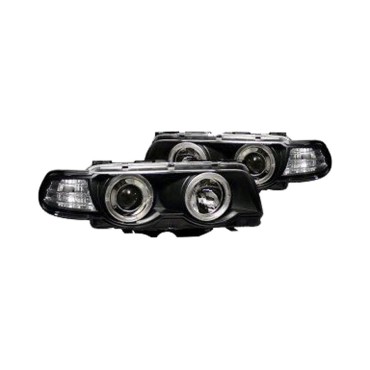 Φανάρια εμπρός angel eyes BMW E38 (1998-2001) - μαύρα , με λάμπες (Η1) - σετ 2τμχ.