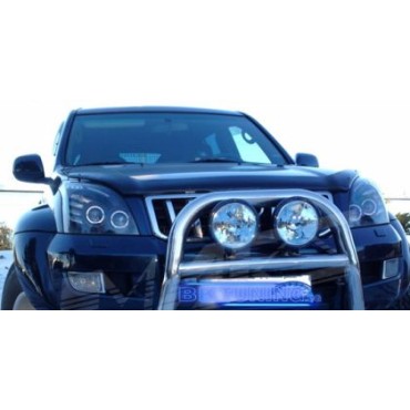 Φανάρια εμπρός angel eyes για Toyota Land Cruiser 120 (2003-2009) - μαύρα , με λάμπες (Η7) - σετ 2τμχ.