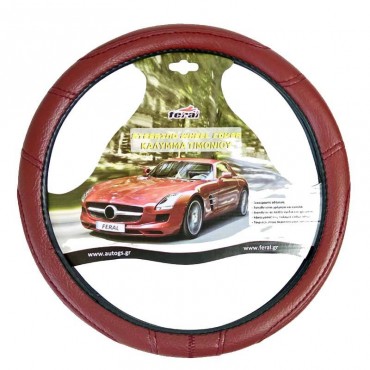 Κάλυμμα Τιμονιού Αυτοκινήτου Δερματίνη Με Γαζιά Κόκκινο Medium 38cm
