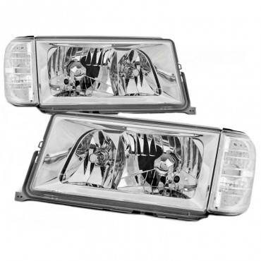 Μπροστινά Φανάρια Set Για Mercedes-Benz 190E/D W201 82-93 Χρωμίου H4/H3 Με Ρυθμιστή Αέρος Eagle Eyes