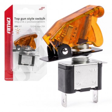 Διακόπτης Αεροπορικού Τύπου ON/OFF Led Μονός 12/24 Volt 20A Φωτιζόμενος Κίτρινος Amio 03094