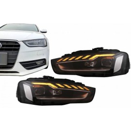 Μπροστινά Φανάρια Set Για Audi A4 B8.5 Facelift (2012-2015) Μαύρα A4 B9.5 Design OEM Xenon Upgrade Σε Full Led & Dynamic Led Φλας Carner
