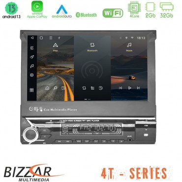 Bizzar 1Din Deckless 4T Series 4Core Android 13 2+32GB Navigation Multimedia 7" (Αναδιπλούμενο)