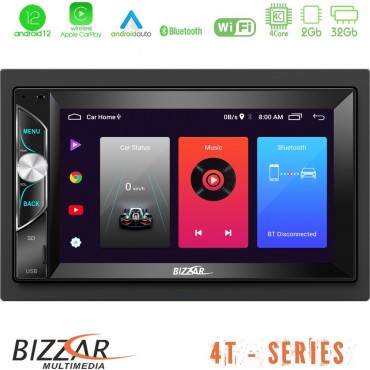 Bizzar 2DIN Deck 4core Android12 2+32GB Navigation Multimedia Deckless 6.5" με Carplay/AndroidAuto