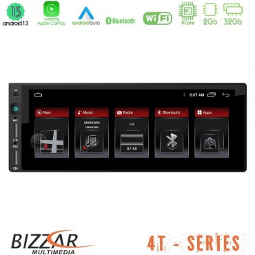 Bizzar 1Din 4T Series 4Core Android 13 2+32GB Navigation Multimedia 6.9"
