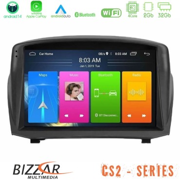Bizzar CS2 Series 4Core Android14 2+32GB Ford Fiesta 2008-2016 Navigation Multimedia Tablet 9" (Oem Style) Με Carplay & Android Auto