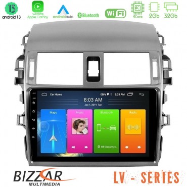 Bizzar LV Series Toyota Corolla 2008-2010 4Core Android 13 2+32GB Navigation Multimedia Tablet 9"