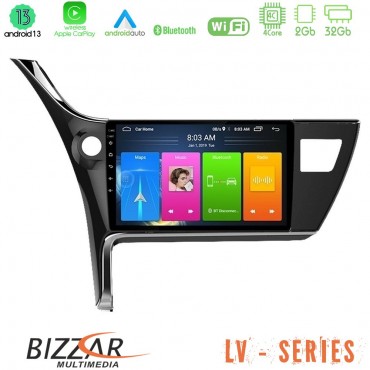 Bizzar LV Series Toyota Corolla 2017-2018 4Core Android 13 2+32GB Navigation Multimedia Tablet 10"