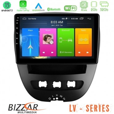 Bizzar LV Series Toyota Aygo/Citroen C1/Peugeot 107 4Core Android 13 2+32GB Navigation Multimedia Tablet 10"