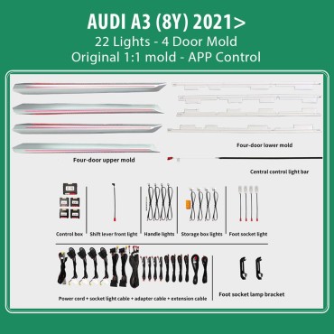 DIQ AMBIENT AUDI A3 (8Y) mod. 2021> (Digital iQ Ambient Light for Audi A3 (8Y) mod. 2021>, 22 Lights)