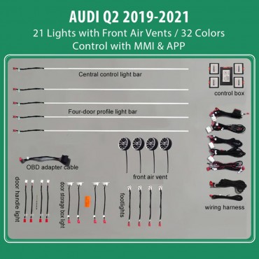 DIQ AMBIENT AUDI Q2 mod. 2019&gt; (Digital iQ Ambient Light Audi Q2 mod. 2019-2021, 21 Lights)