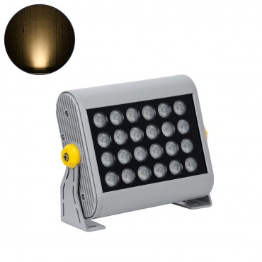 GLOBOSTAR® FLOOD-HENA 90638 Προβολέας Σποτ Wall Washer LED 24W 2160lm 30° AC 220-240V Αδιάβροχο IP65 Θερμό Λευκό 3000K - Ασημί - Μ22.5 x Π6 x Υ16.5cm - 3 Χρόνια Εγγύηση