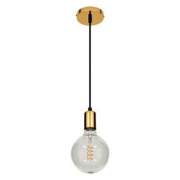 GloboStar® LUMI GOLD 99421 Μοντέρνο Κρεμαστό Φωτιστικό Ανάρτηση Μονόφωτο 1 x E27 IP20 Χρυσό Μέταλλο - Μ4 x Π4 x Υ110cm
