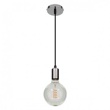 GloboStar® DOUITO 99423 Μοντέρνο Κρεμαστό Φωτιστικό Ανάρτηση Ανάρτηση Μονόφωτο 1 x E27 IP20 Ασημί Νίκελ Μέταλλο - Μ4 x Π4 x Υ110cm