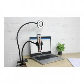GloboStar® 75809 Professional Digital Ring Light Φ9cm LED SMD 10W 1000lm 180° DC 5V με Καλώδιο Τροφοδοσίας USB - Ενσωματωμένο Χειριστήριο Εναλλαγής Χρωμάτων & 1 Βάση Τηλεφώνου - CCT Θερμό Λευκό 3000K - Φυσικό Λευκό 4500K - Ψυχρό Λευκό 6